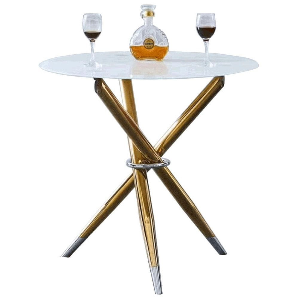 KONDELA Okrúhly jedálenský stôl Donio - biela / zlatá